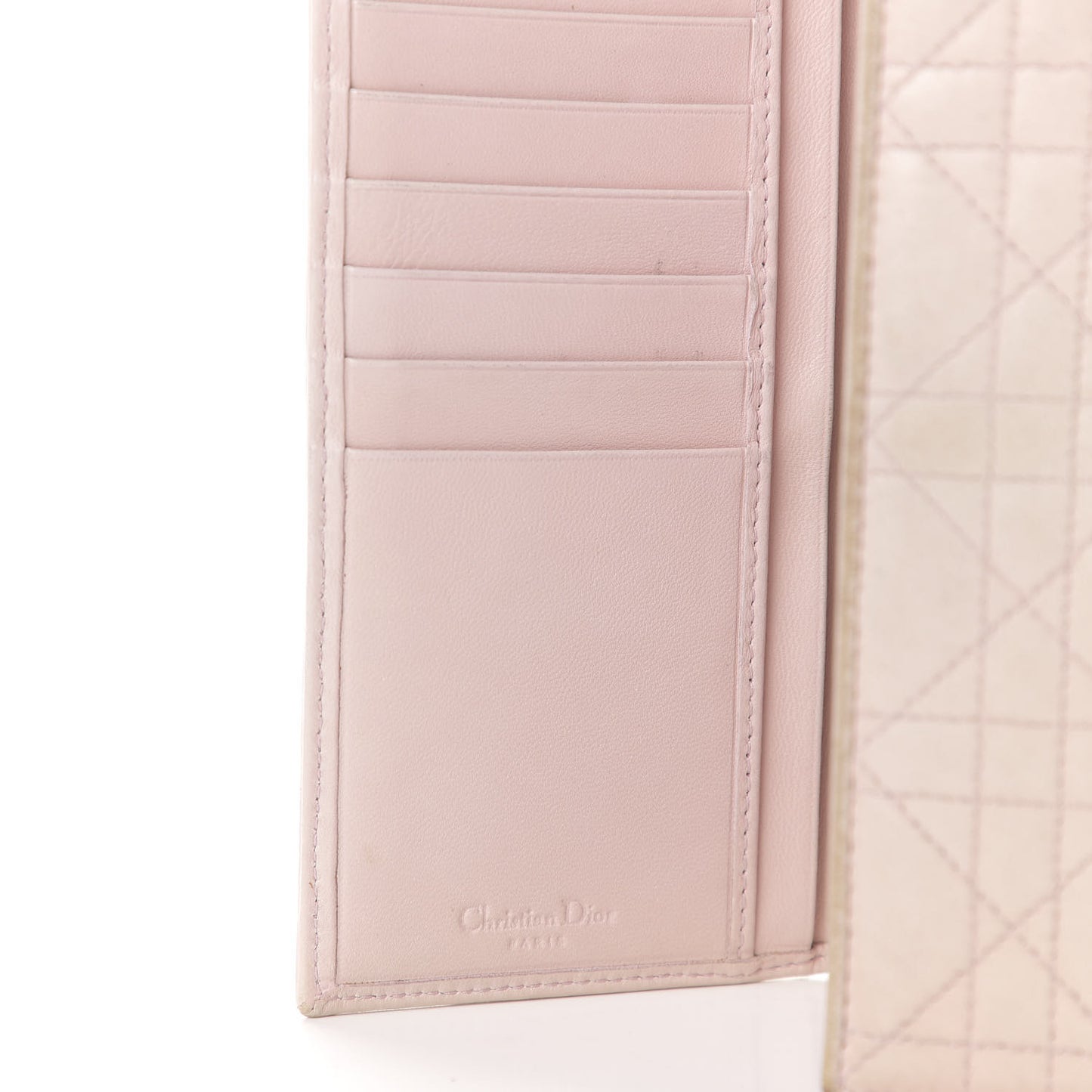 Lambskin Cannage Lady Dior Flap Wallet Light Pink