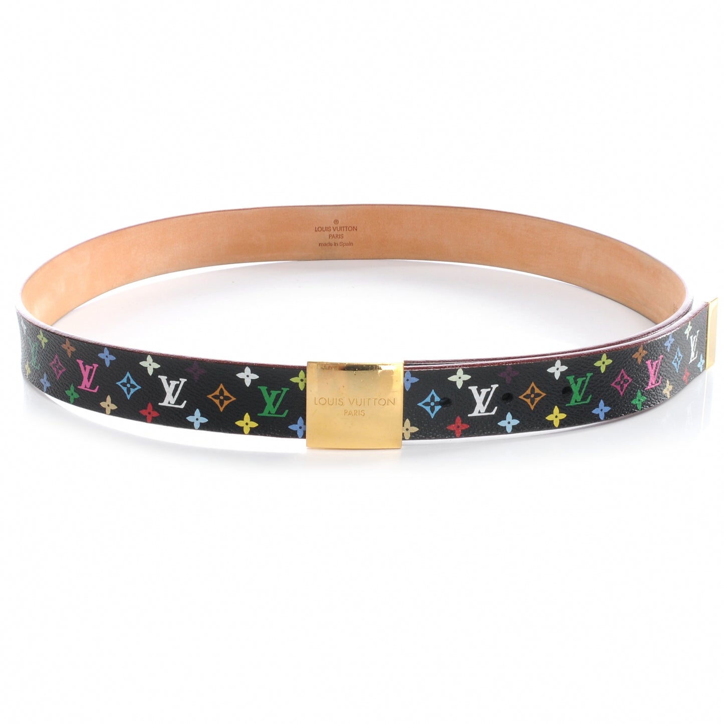 Monogram Multicolor Belt Black w Gold 90 36