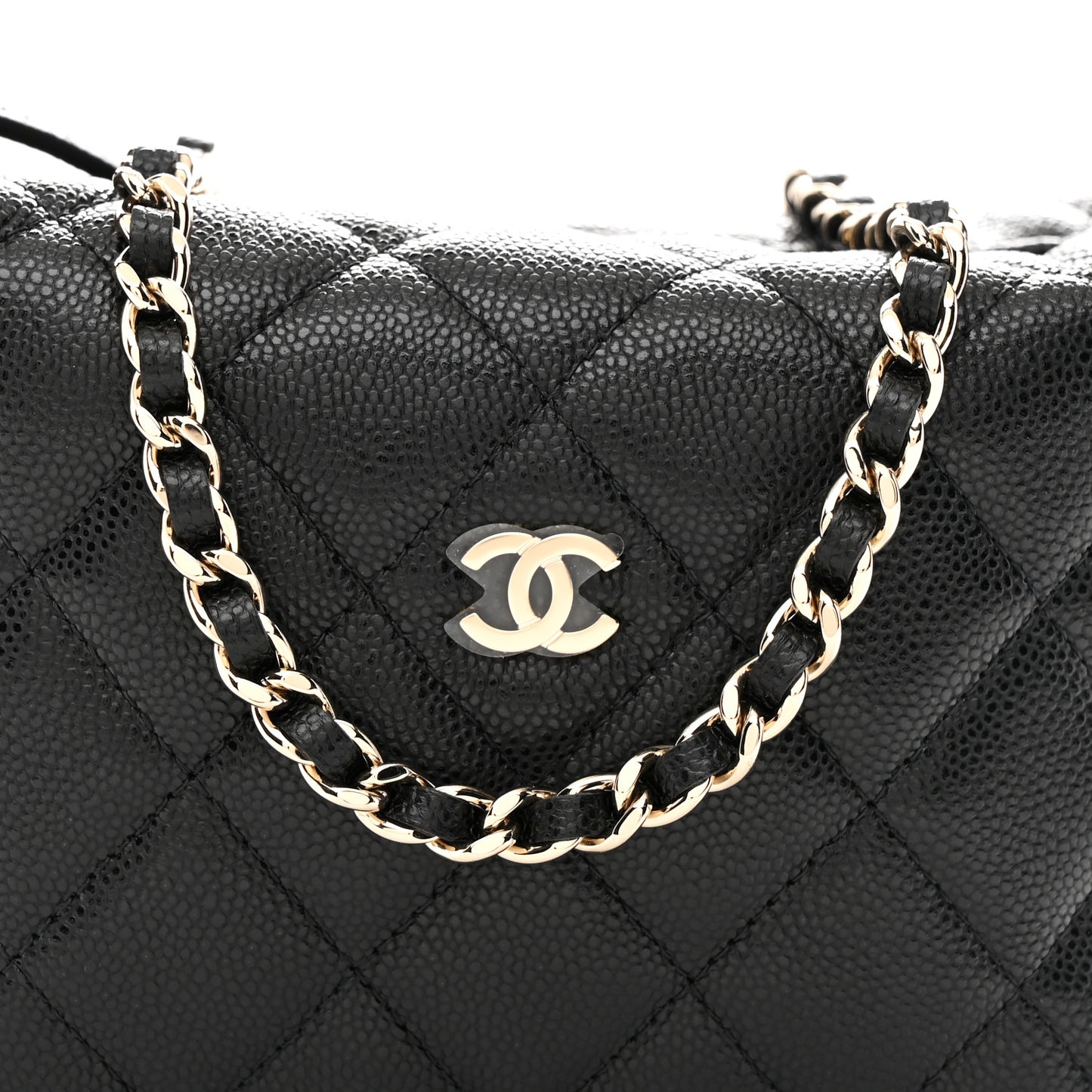 Caviar Quilted Hobo Clutch With Chain Black