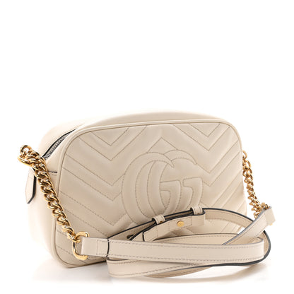 Gucci Calfskin Matelasse Small GG Marmont Chain Shoulder Bag White 3 of 11