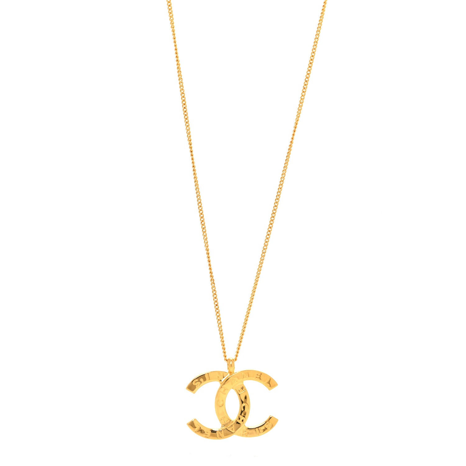 Chanel Metal CC Paris Button Necklace Gold 1 of 5