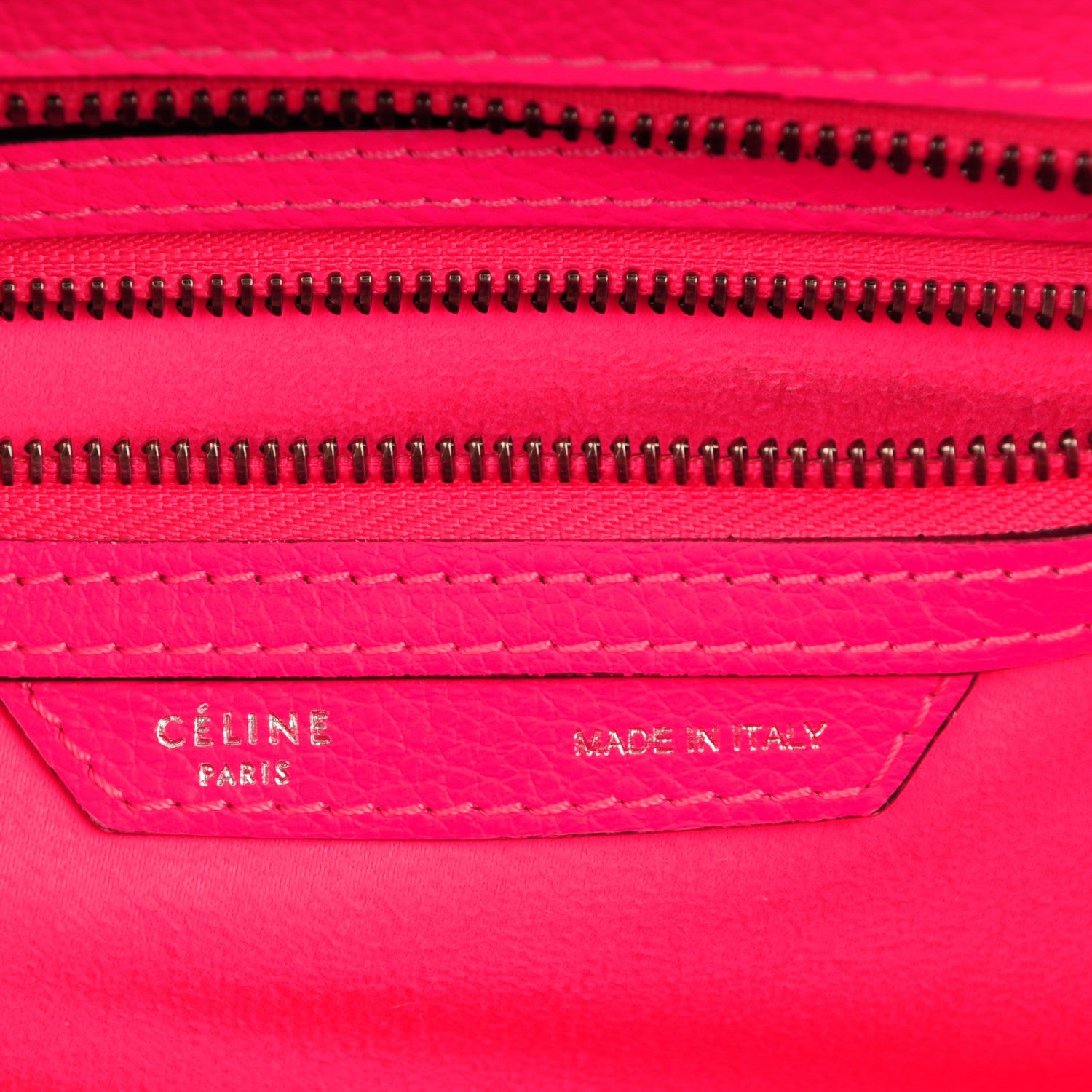 Celine Drummed Calfskin Micro Luggage Fluo Pink 8 of 9