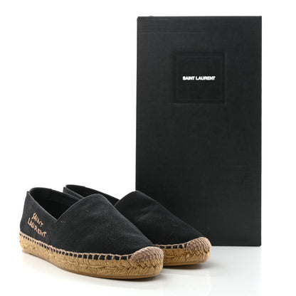 Saint Laurent Canvas Nappa Elba Light Logo Embroidered Espadrilles 36 Black 10 of 10