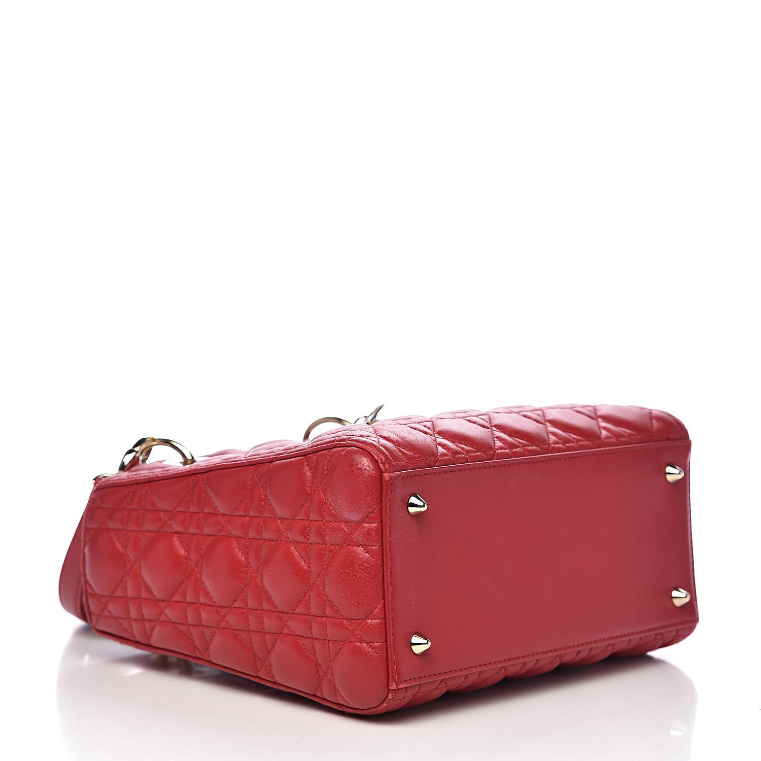 Christian Dior Lambskin Cannage Medium Lady Dior Red 4 of 10