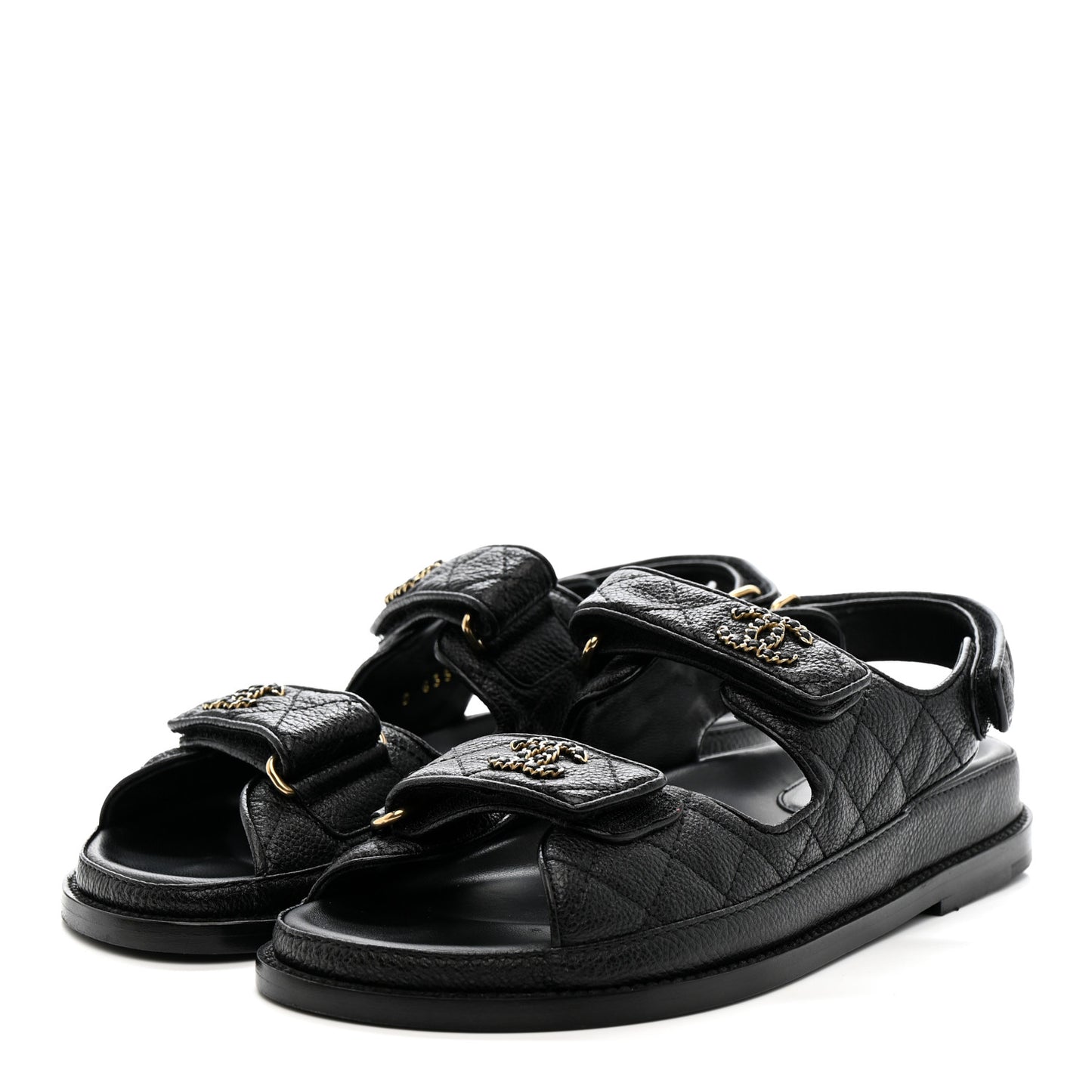 Grained Calfskin Velcro Dad Sandals 36.5 Black