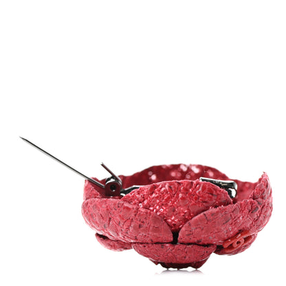 Chanel Tweed Camellia Brooch Red 4 of 5