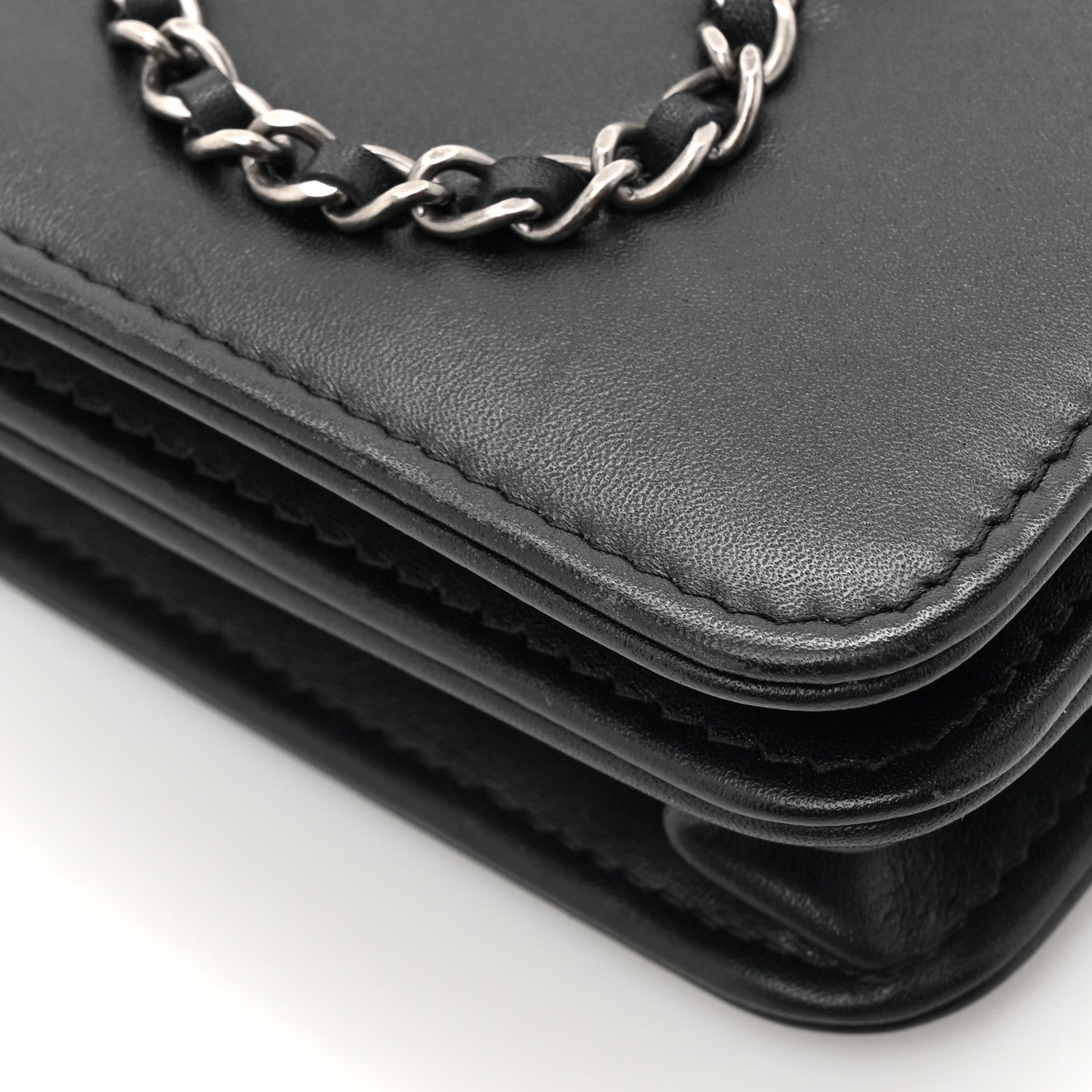 Chanel Calfskin Chain 20s Signe Wallet on Chain WOC Black 12 of 16