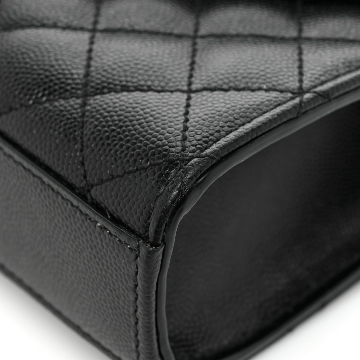 Grain De Poudre Textured Mixed Matelasse Triquilt Small Monogram Satchel Black