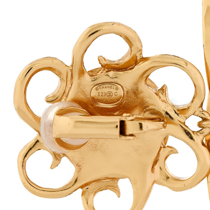 Chanel Metal Enamel Pearl CC Drop Earrings Gold White 4 of 4