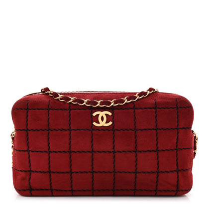 Chanel Suede Chocolate Bar Camera Case Red 1 of 11