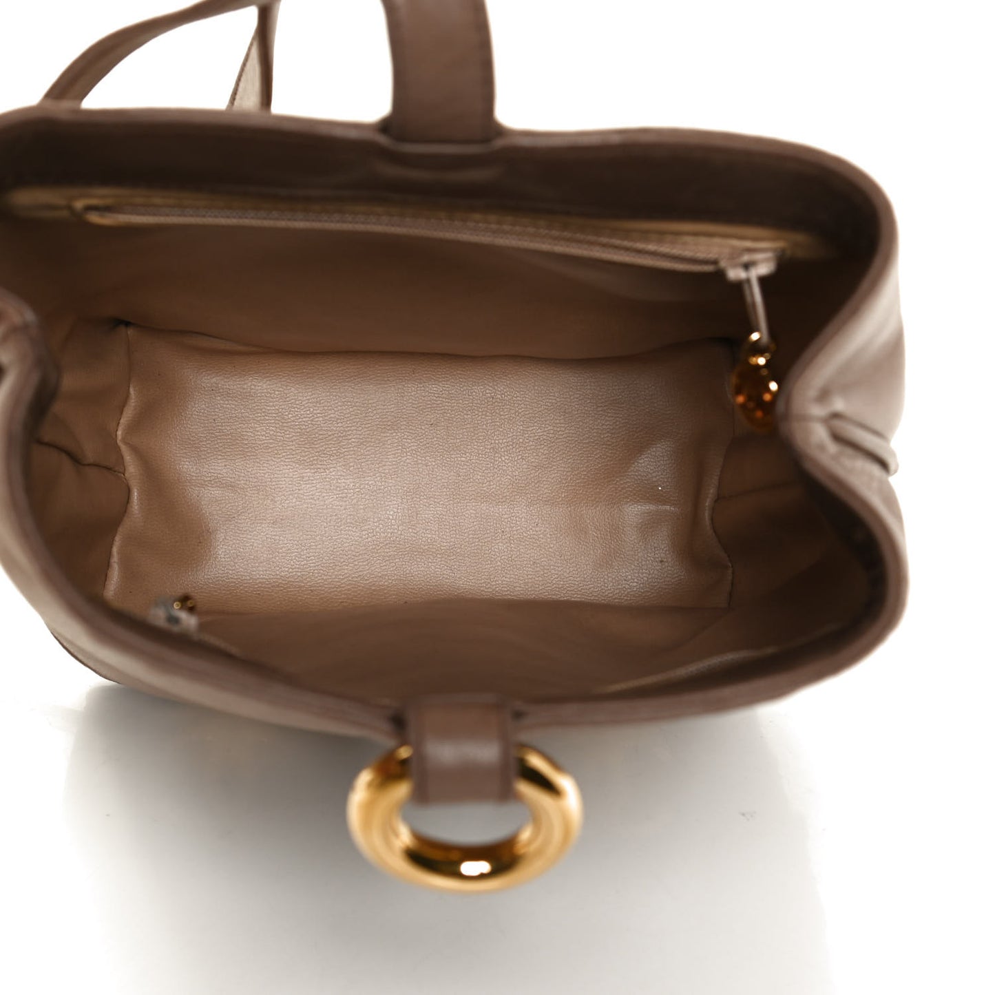 Lambskin CC Drawstring Shoulder Bag Dark Beige