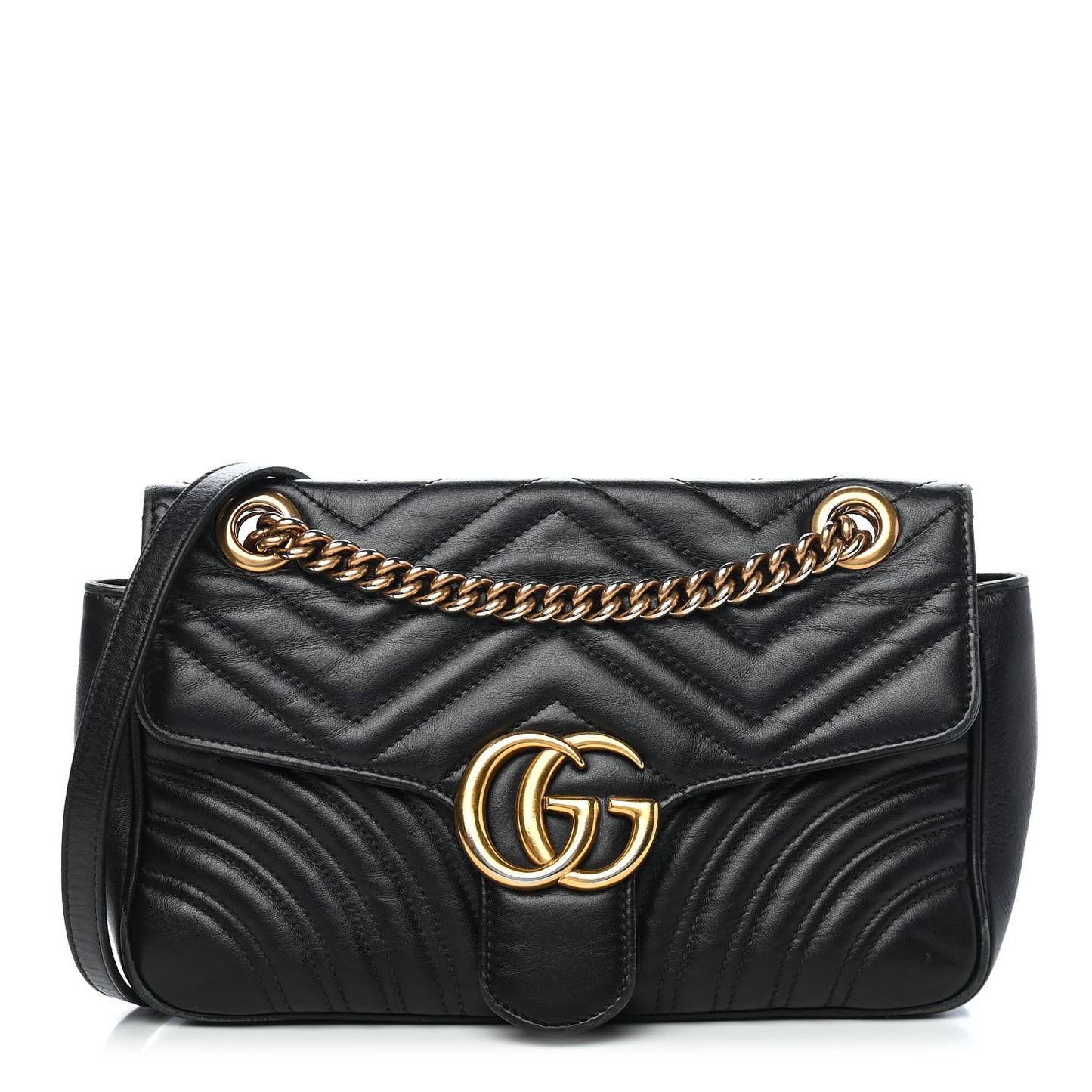 Calfskin Matelasse Small GG Marmont Shoulder Bag Black