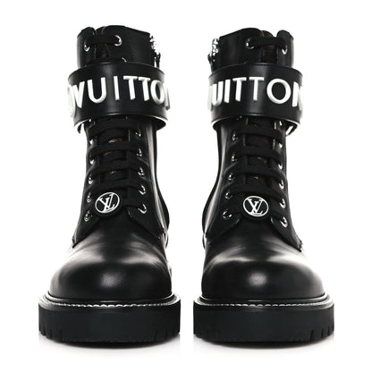Louis Vuitton Calfskin Territory Flat Ranger Boots 36 Black 2 of 7
