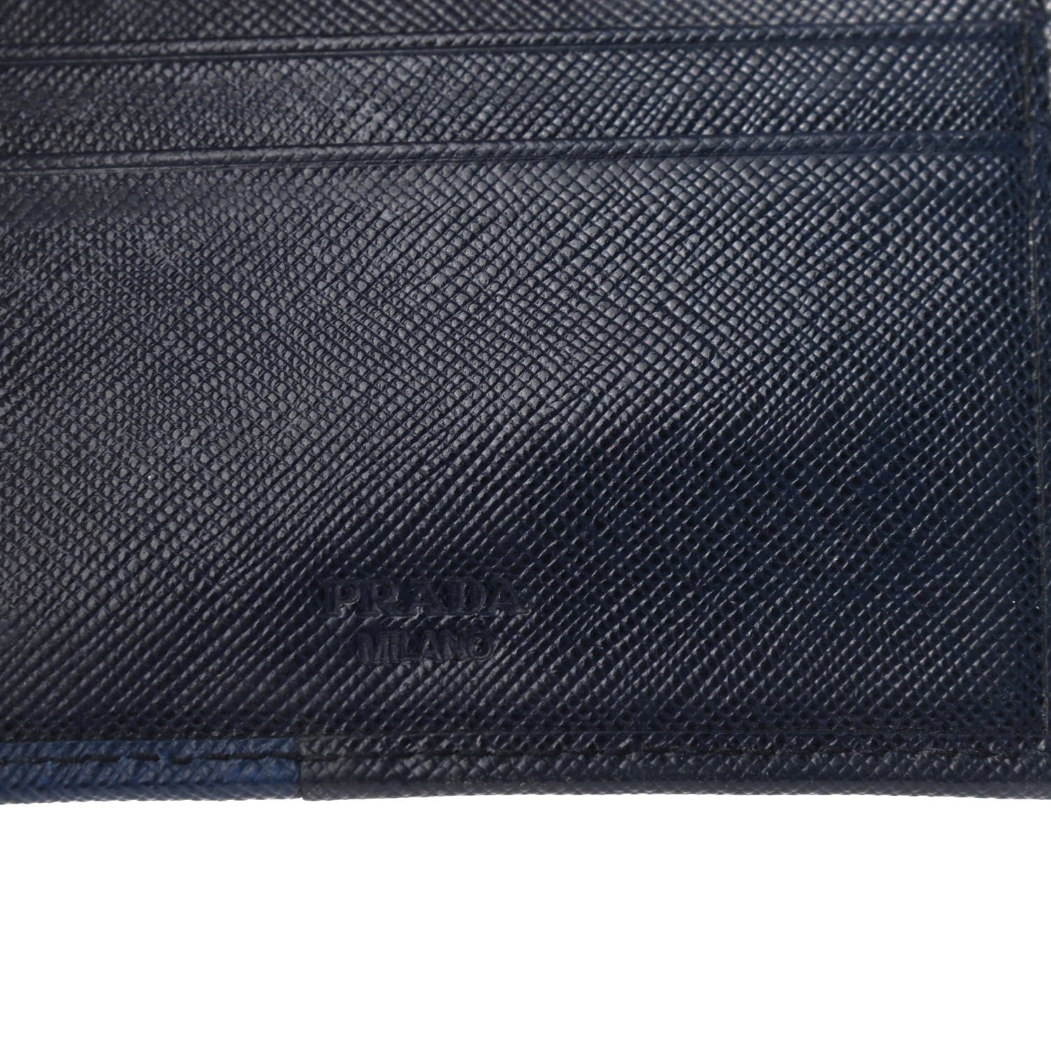 Prada Saffiano Bi-Color Bi-Fold Wallet Baltico Bluette 5 of 7
