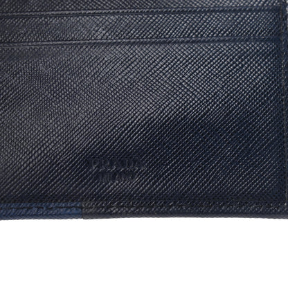 Prada Saffiano Bi-Color Bi-Fold Wallet Baltico Bluette 5 of 7