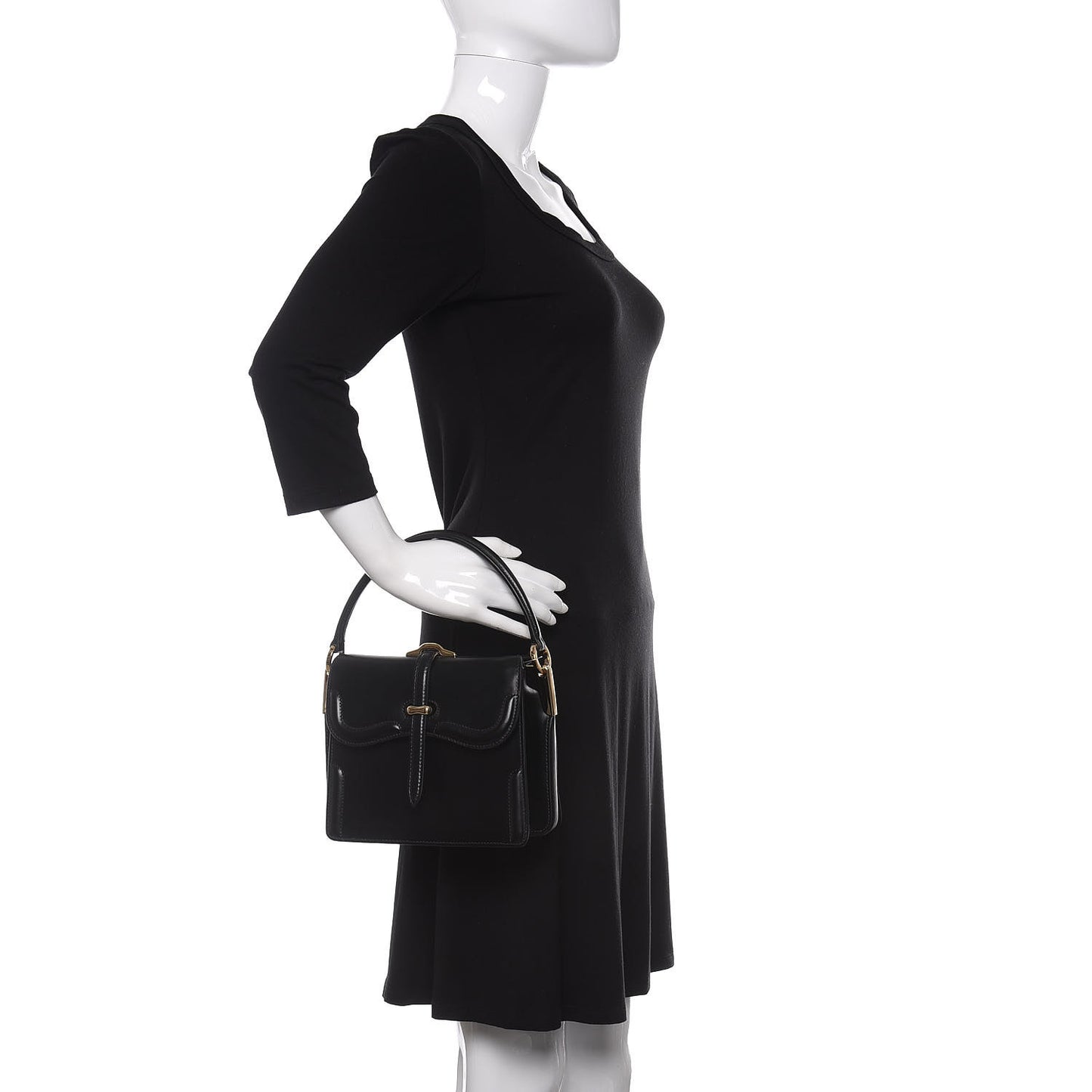 City Calfskin Small Belle Shoulder Bag Black