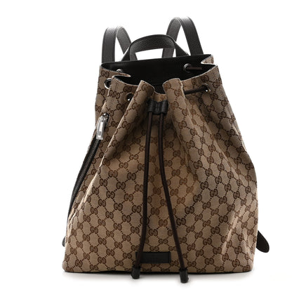 Gucci Monogram Dollar Calfskin O Drawstring Backpack Beige Ebony Testa di Moro Dark Chocolate 1 of 10