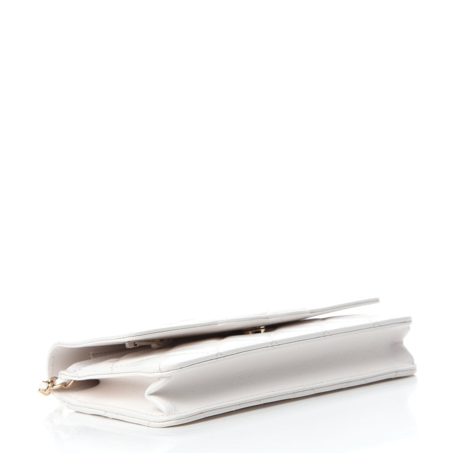 Goatskin Quilted Timeless CC Wallet On Chain WOC White