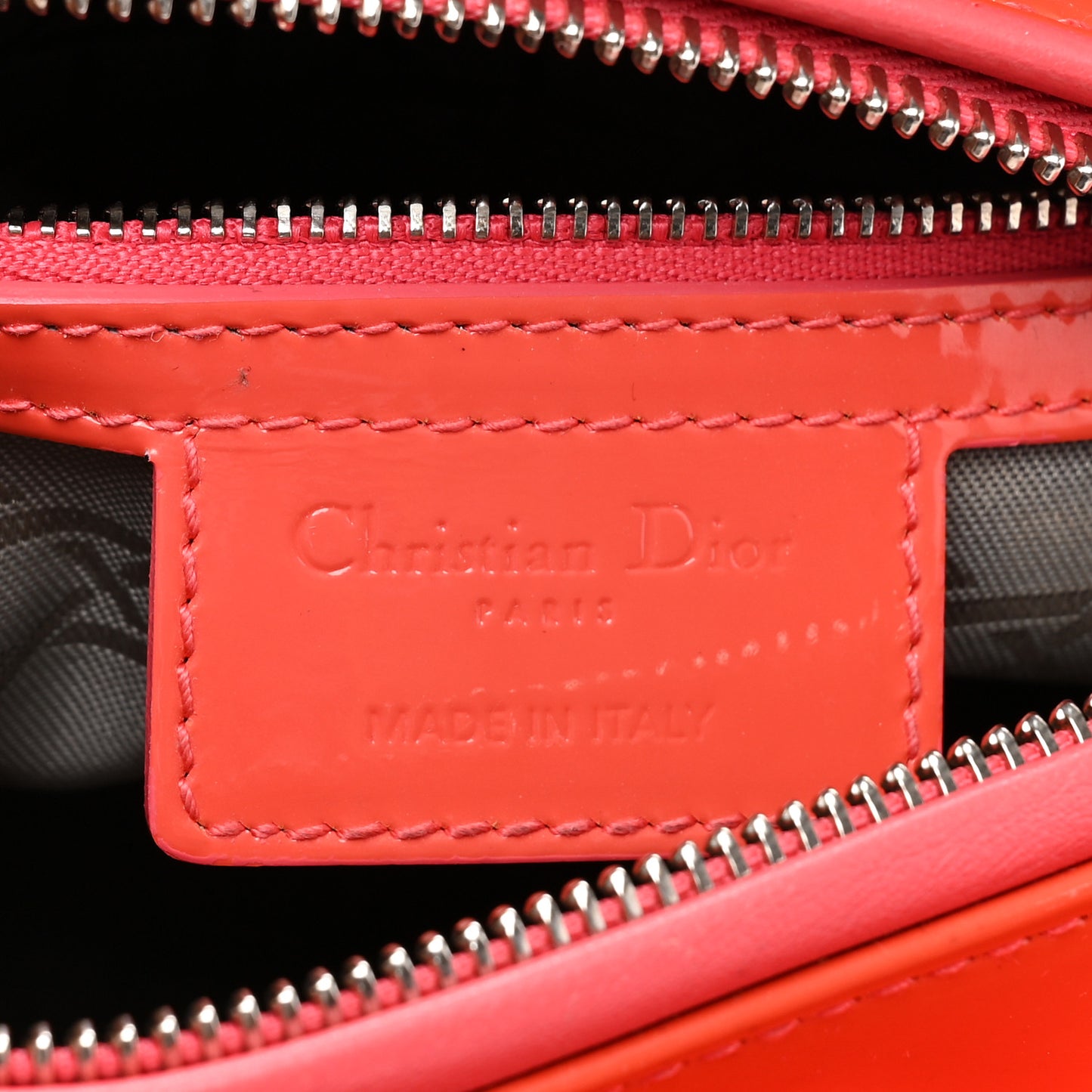Patent Cannage Medium Lady Dior Orange