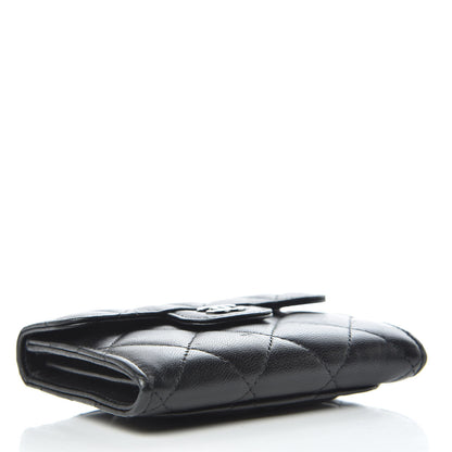 Chanel Lambskin Quilted Flap Card Holder Wallet Black 4 of 9
