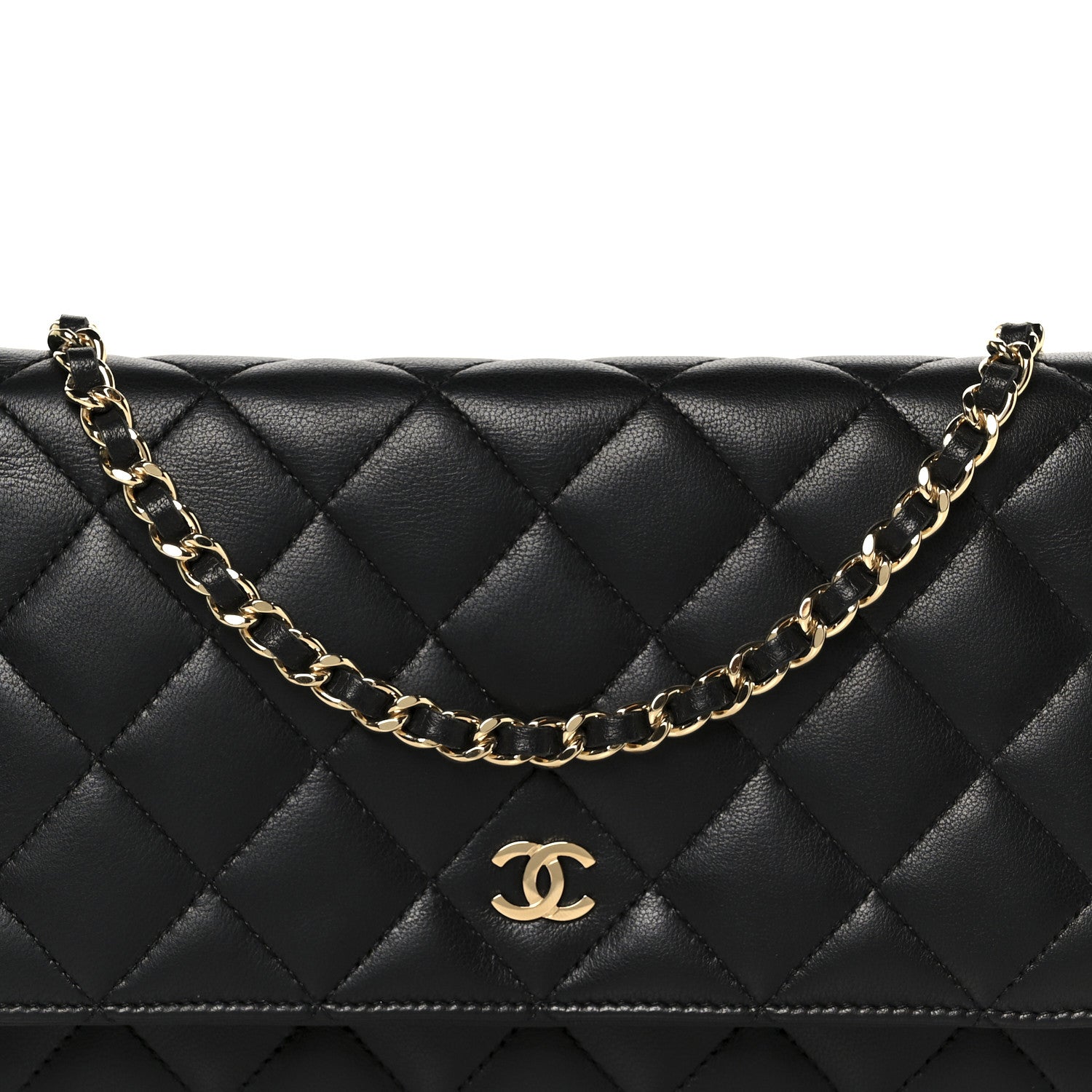 Chanel Lambskin Quilted Wallet On Chain WOC Black 9 of 12