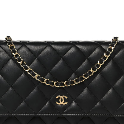 Chanel Lambskin Quilted Wallet On Chain WOC Black 9 of 12