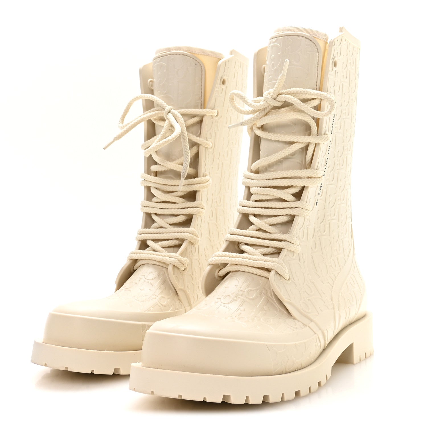 Christian Dior Oblique Rubber Diorcamp Boots 39 Off White 4 of 7