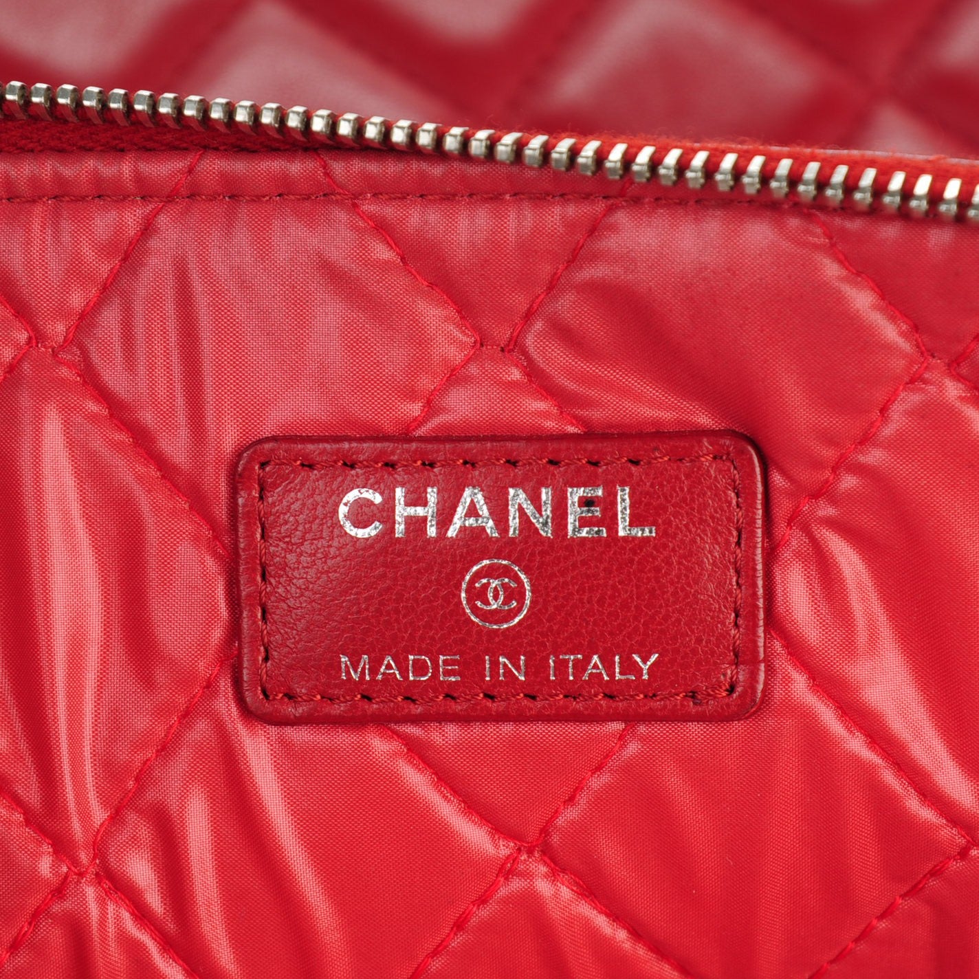 Lambskin Quilted Large Cosmetic Case Red
