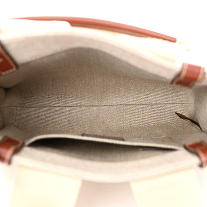 Chloe Cotton Calfskin Small Woody Ribbon Tote With Strap White Brown 5 of 10