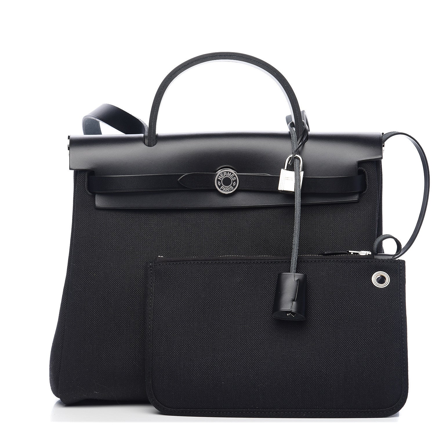Hermes Military Toile Vache Hunter Herbag Zip PM 31 Black 1 of 10