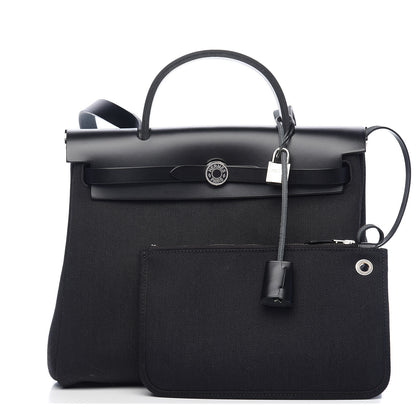 Hermes Military Toile Vache Hunter Herbag Zip PM 31 Black 1 of 10