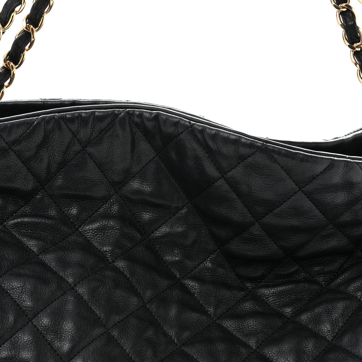 Calfskin Quilted Large Chain Me Hobo Black
