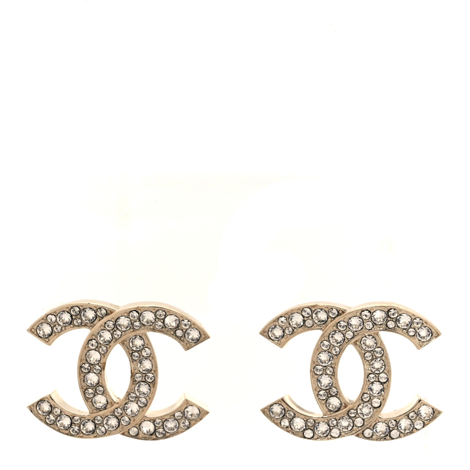 Chanel Crystal CC Stud Earrings Gold 1 of 4