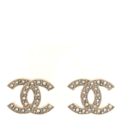 Chanel Crystal CC Stud Earrings Gold 1 of 4