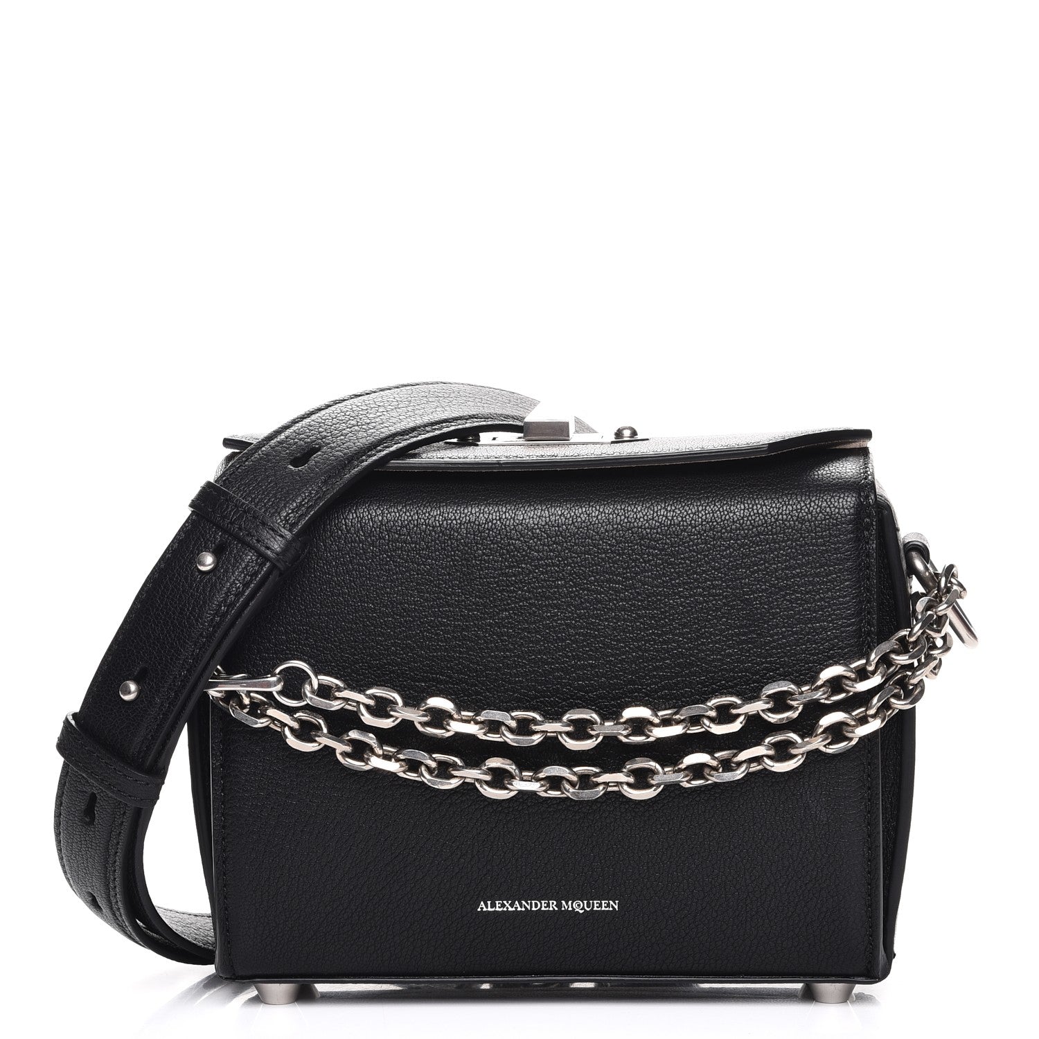 Alexander McQueen Fine Grain Goatskin Box Shoulder Bag 19 Black 1 of 8