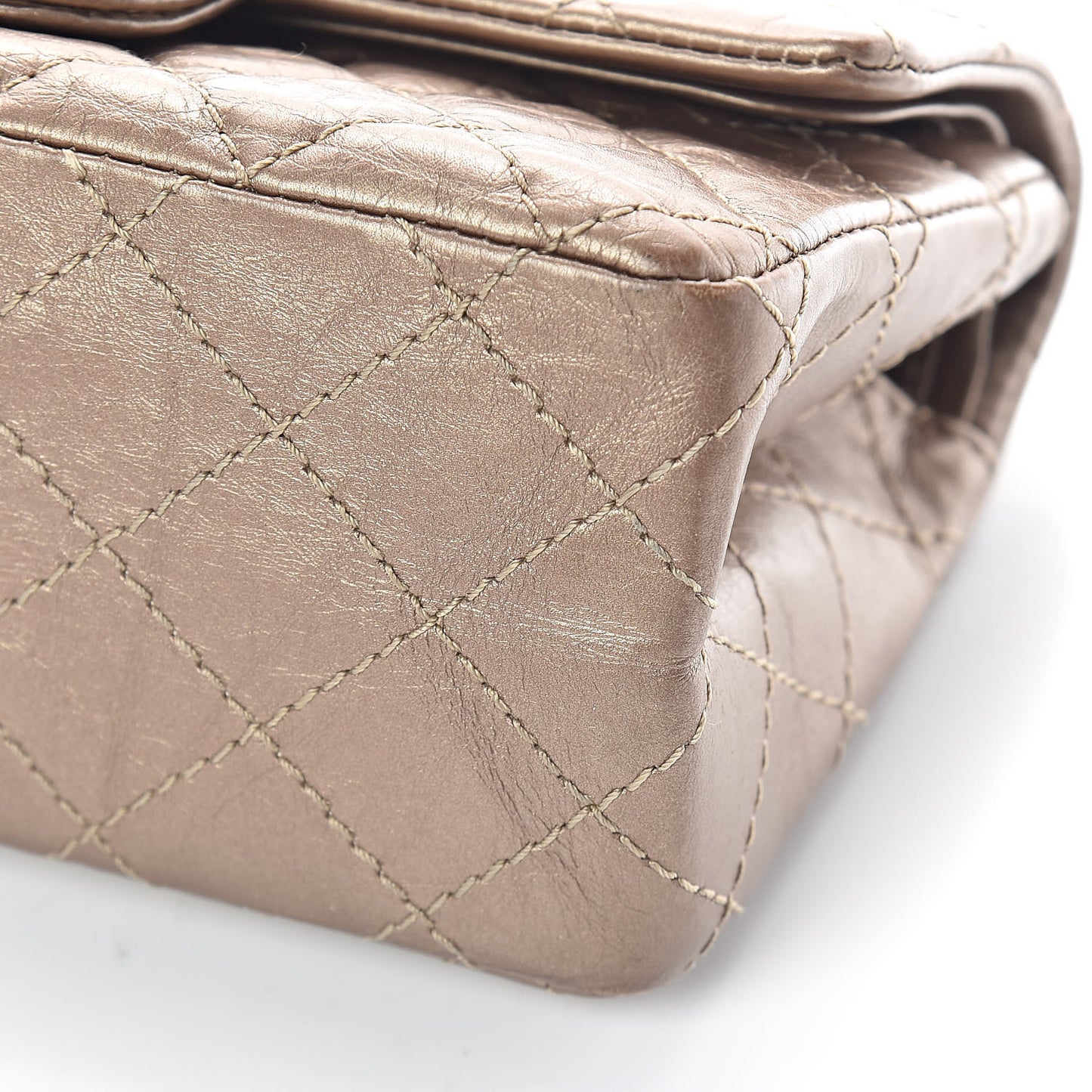 Metallic Calfskin Quilted 2.55 Reissue 224 Flap Gold