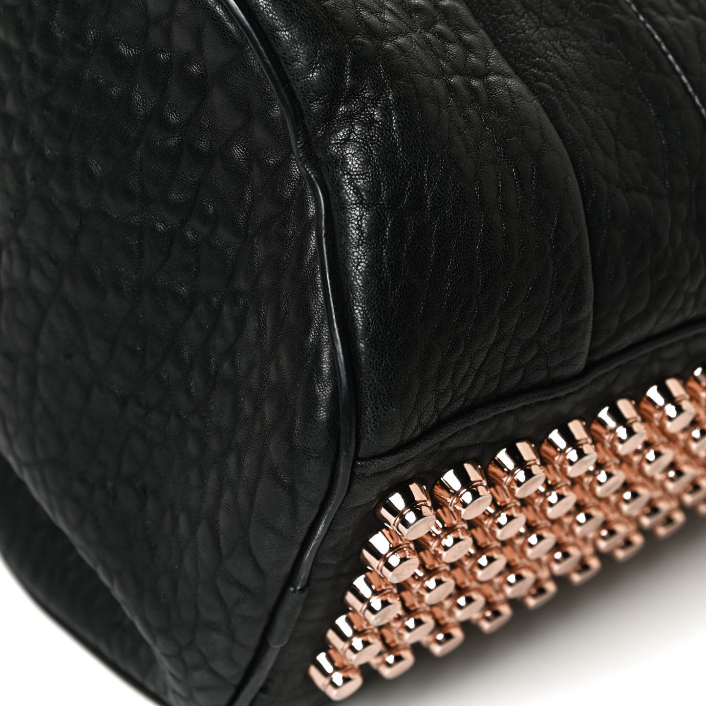 Pebbled Lambskin Rocco Black Rose Gold Hardware