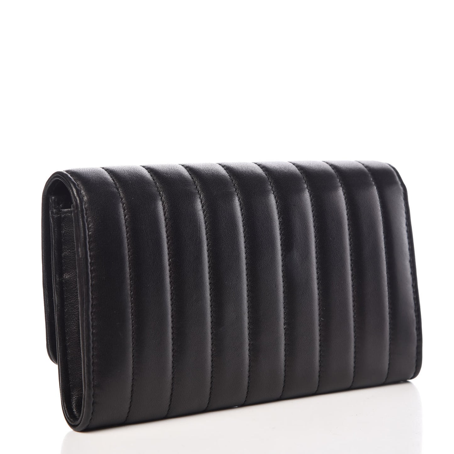 Lambskin Matelasse Monogram Large Vicky Continental Wallet Black