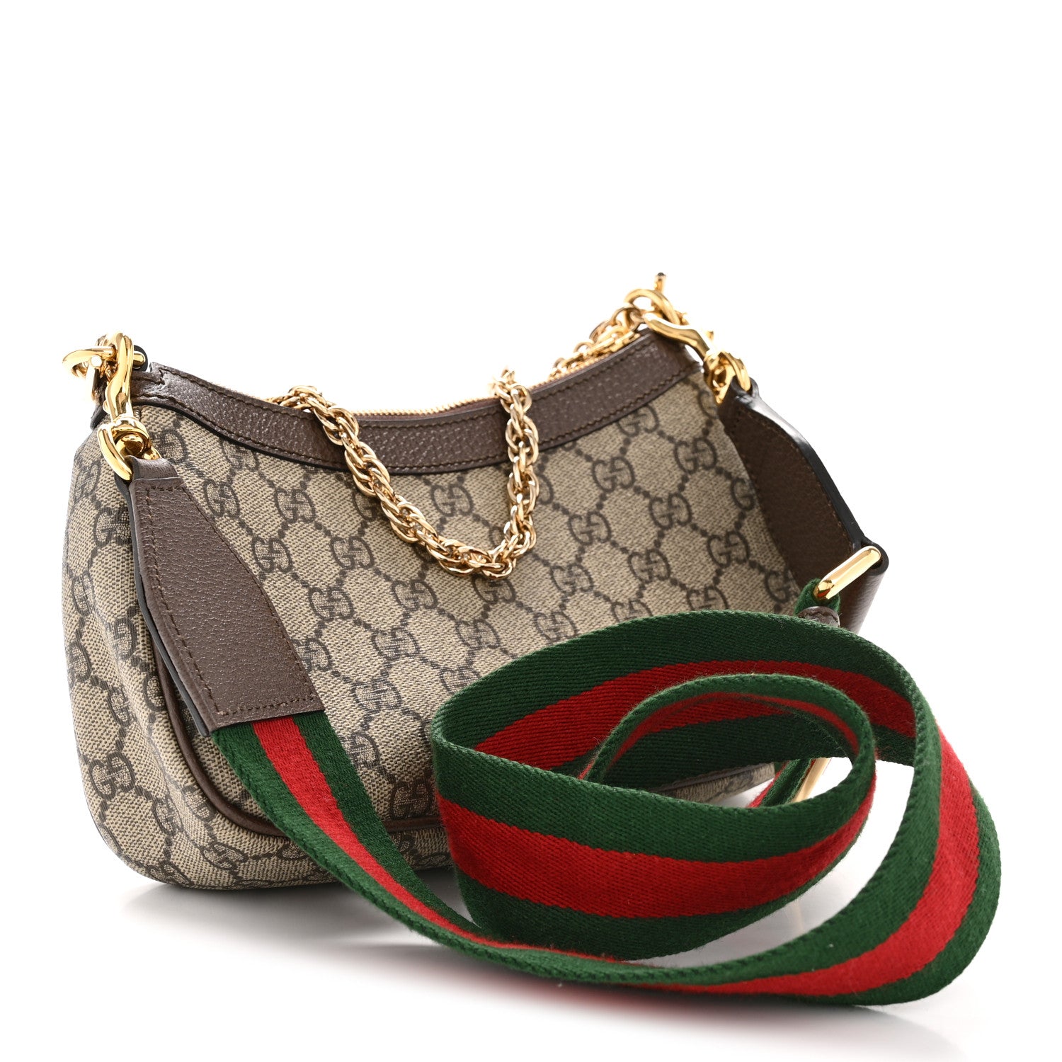 Gucci GG Supreme Monogram Textured Dollar Calfskin Web Small Ophidia GG Handbag Beige Ebony New Acero 3 of 11