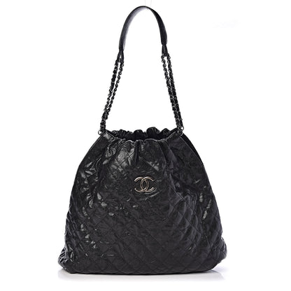 Chanel Distressed Glazed Caviar Quilted Large Elastic Tote Black 1 of 10