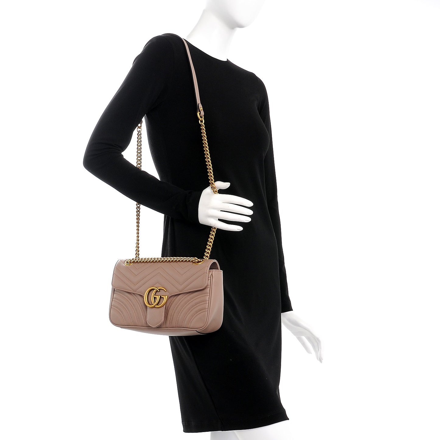 Calfskin Matelasse Small GG Marmont Shoulder Bag Porcelain Rose