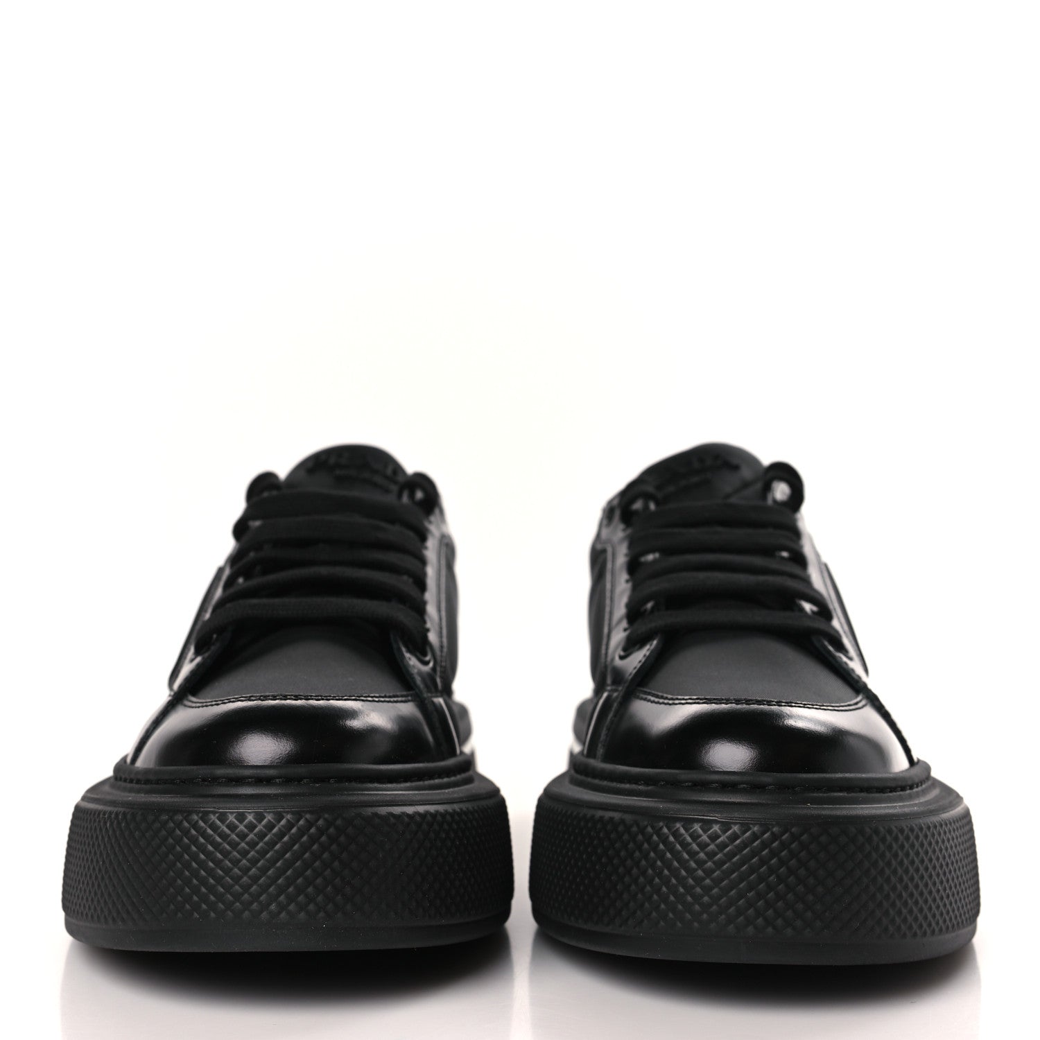 Prada Re-Nylon Spazzolato Rubber Triangle Logo Macro Quilted Womens 45mm Platform Sneakers 39 Black 2 of 8