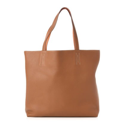 Hermes Taurillon Clemence Double Sens 36 Reversible Tote Orange Gold 1 of 9