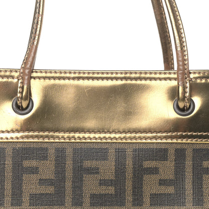 Fendi Metallic Calfskin Zucca Spalmati Shopping Tote Tobacco 14 of 17