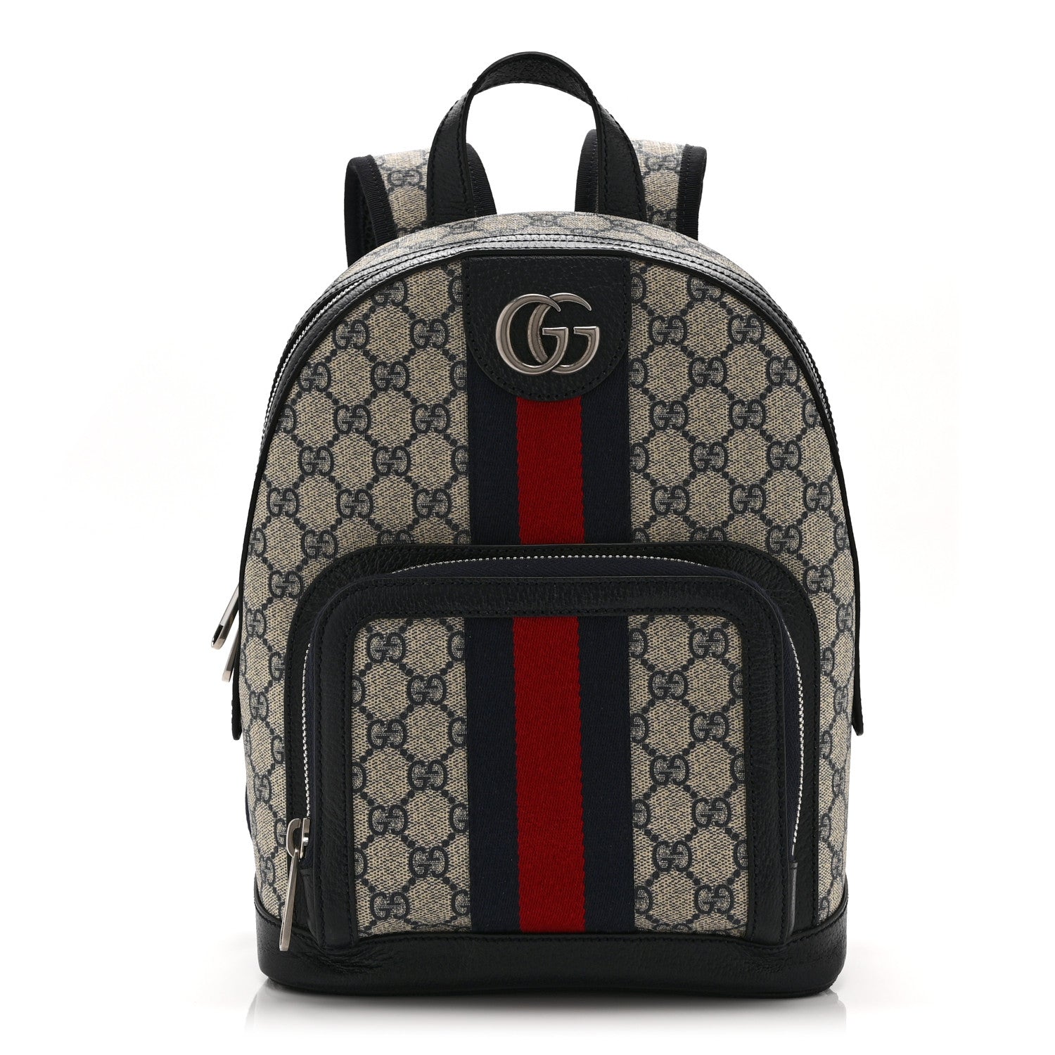 Gucci GG Supreme Monogram Textured Dollar Calfskin Web Small Ophidia Day Backpack Beige Blue Black 1 of 11