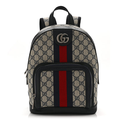 Gucci GG Supreme Monogram Textured Dollar Calfskin Web Small Ophidia Day Backpack Beige Blue Black 1 of 11