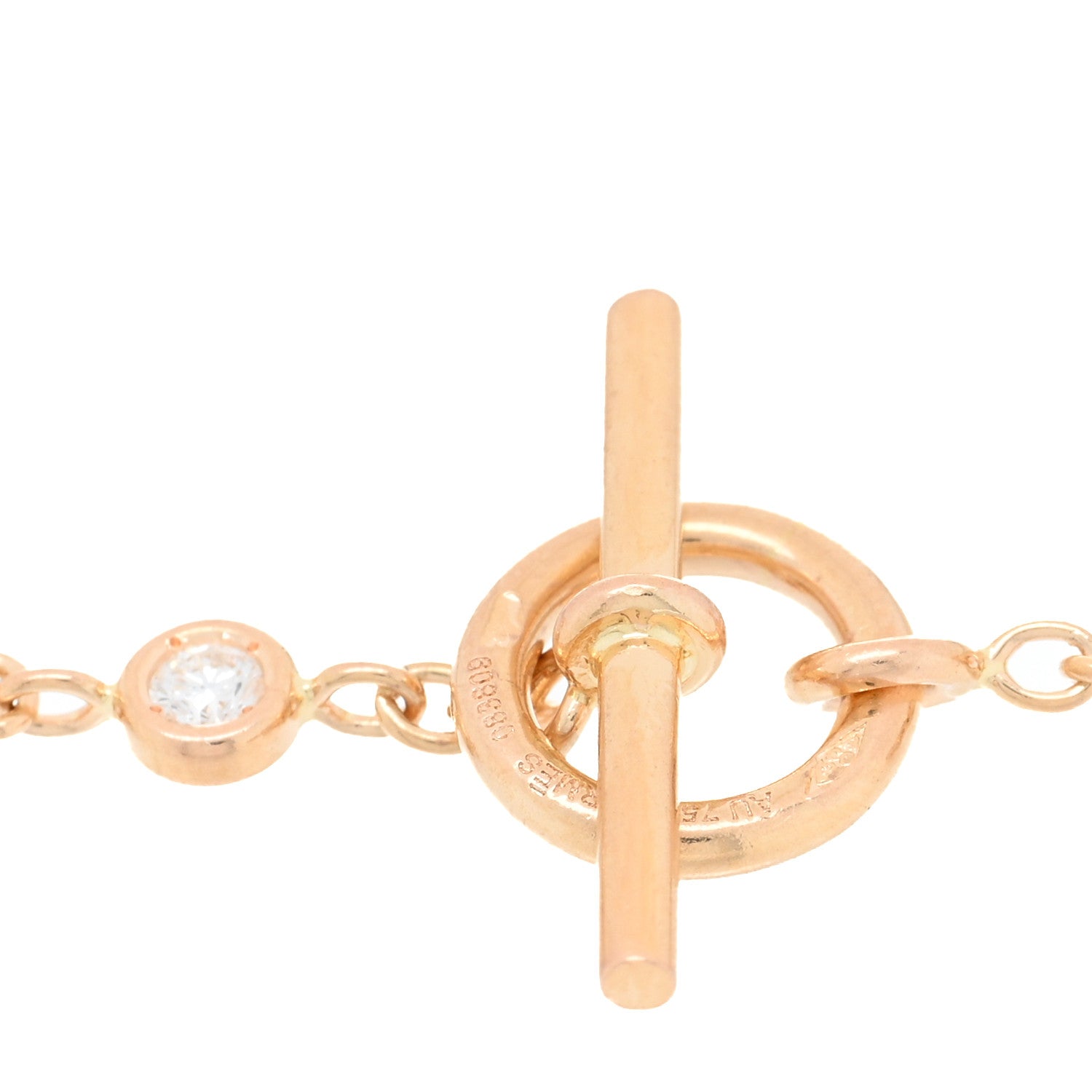 Hermes 18K Rose Gold Diamond Farandole Toggle Bracelet 3 of 3