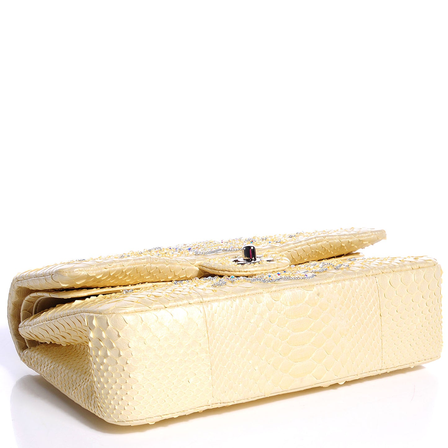 Python Beaded Medium Double Flap Light Yellow