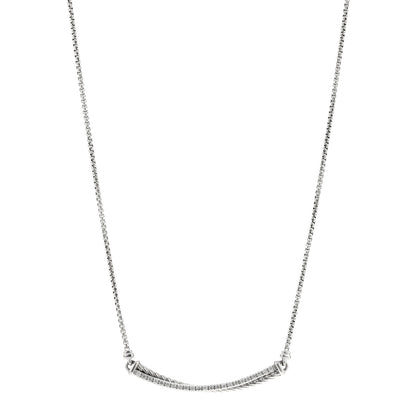 David Yurman Sterling Silver Diamond Crossover Bar Necklace 1 of 6