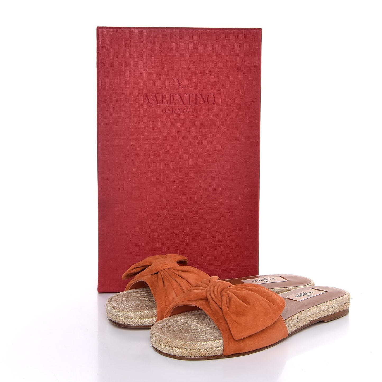Suede Tropical Bow Espadrille Flat Slide Sandals 36.5 Orange
